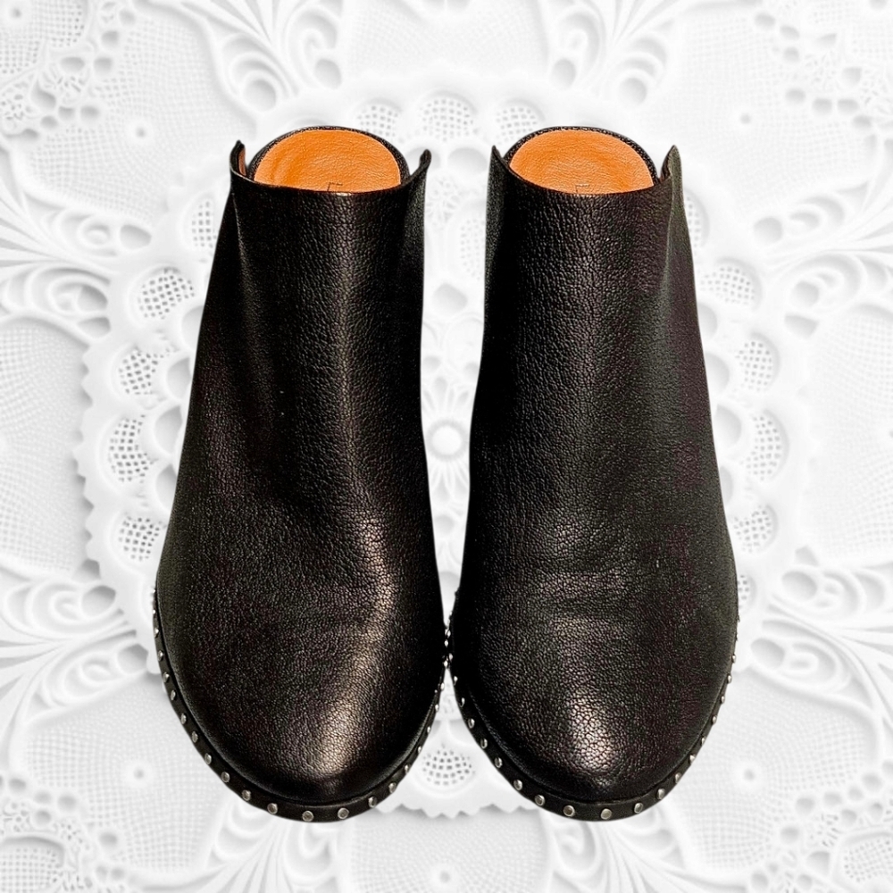 LUCKY BRAND Black Leather Studded Clog Bootie Size 8.5 M - Picture 2 of 16